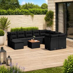 Outdoor 11 Piece Sofa Set in Black for Relaxing Spaces