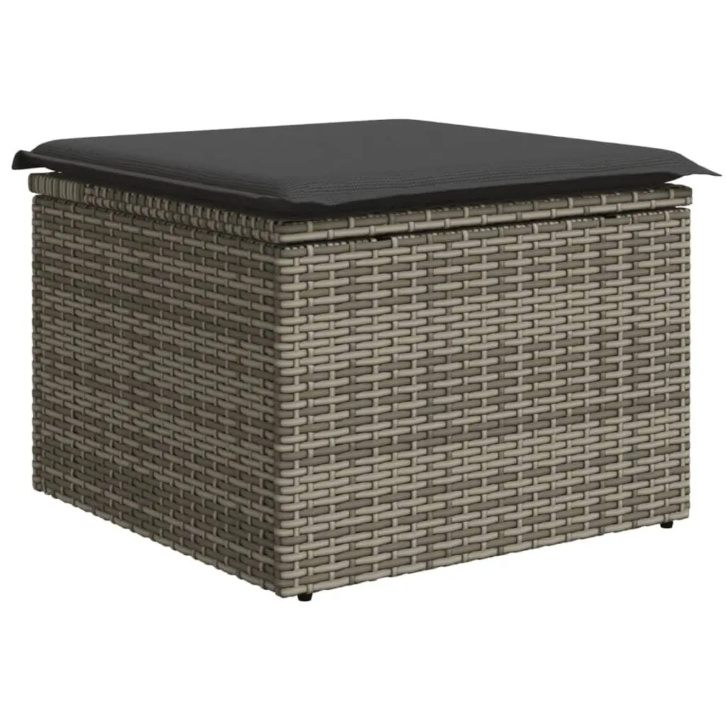 11 Piece Outdoor Garden Sofa Set Grey Poly Rattan Patio Furniture with Storage