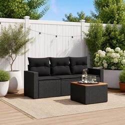Stylish 4 Piece Black Outdoor Sofa Set for Your Patio