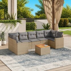 Transform Your Outdoor Space with 8-Piece Sofa Set in Beige