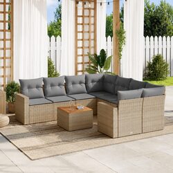 Beige 9 Piece Modular Outdoor Sofa Set for Relaxation