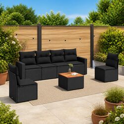 Stylish 7 Piece Black Garden Sofa Set for Your Patio