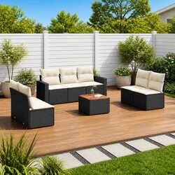 Outdoor 8-Piece Black Sofa Set for Enhanced Relaxation