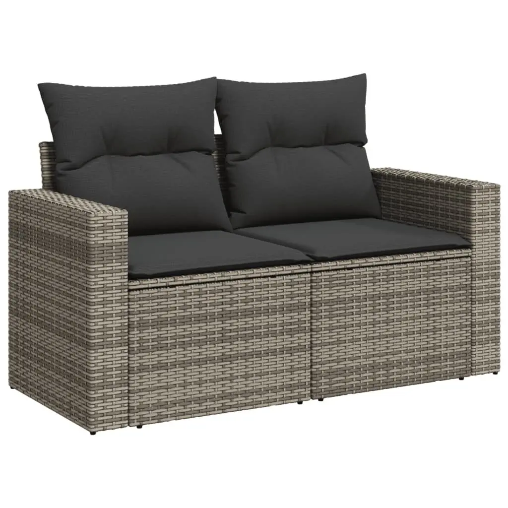 Garden Sofa Set 8 Piece Outdoor Furniture Grey Poly Rattan Patio Seating with