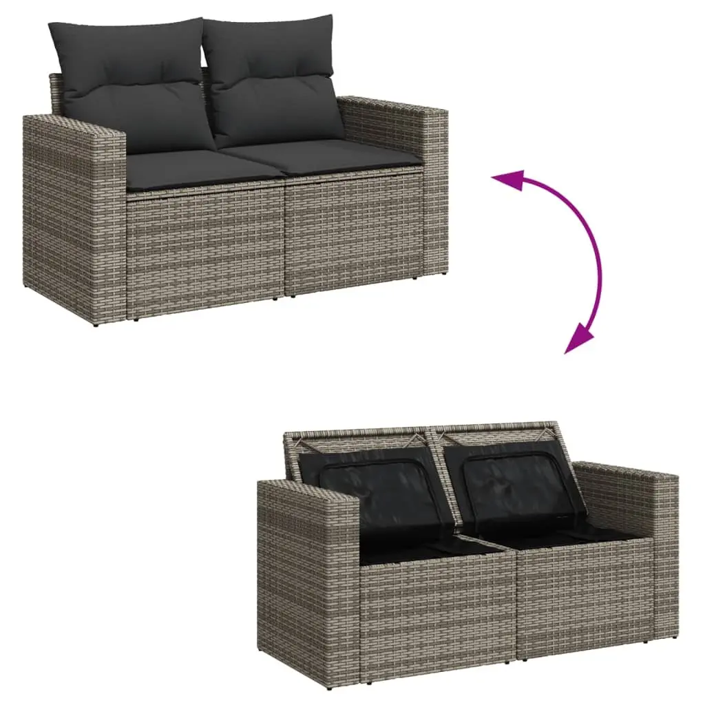 Garden Sofa Set 8 Piece Outdoor Furniture Grey Poly Rattan Patio Seating with