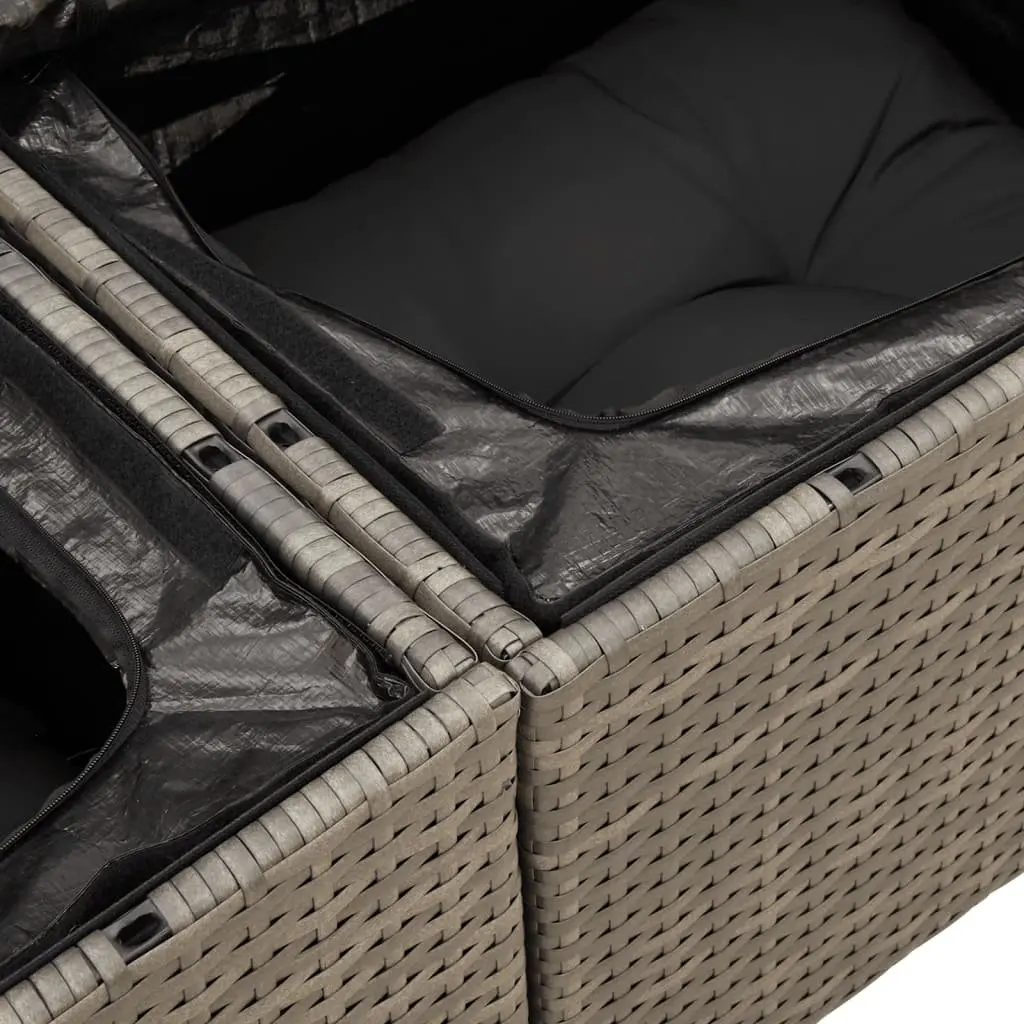 Garden Sofa Set 6 Piece Outdoor Furniture Grey Poly Rattan Modular Patio Lounge