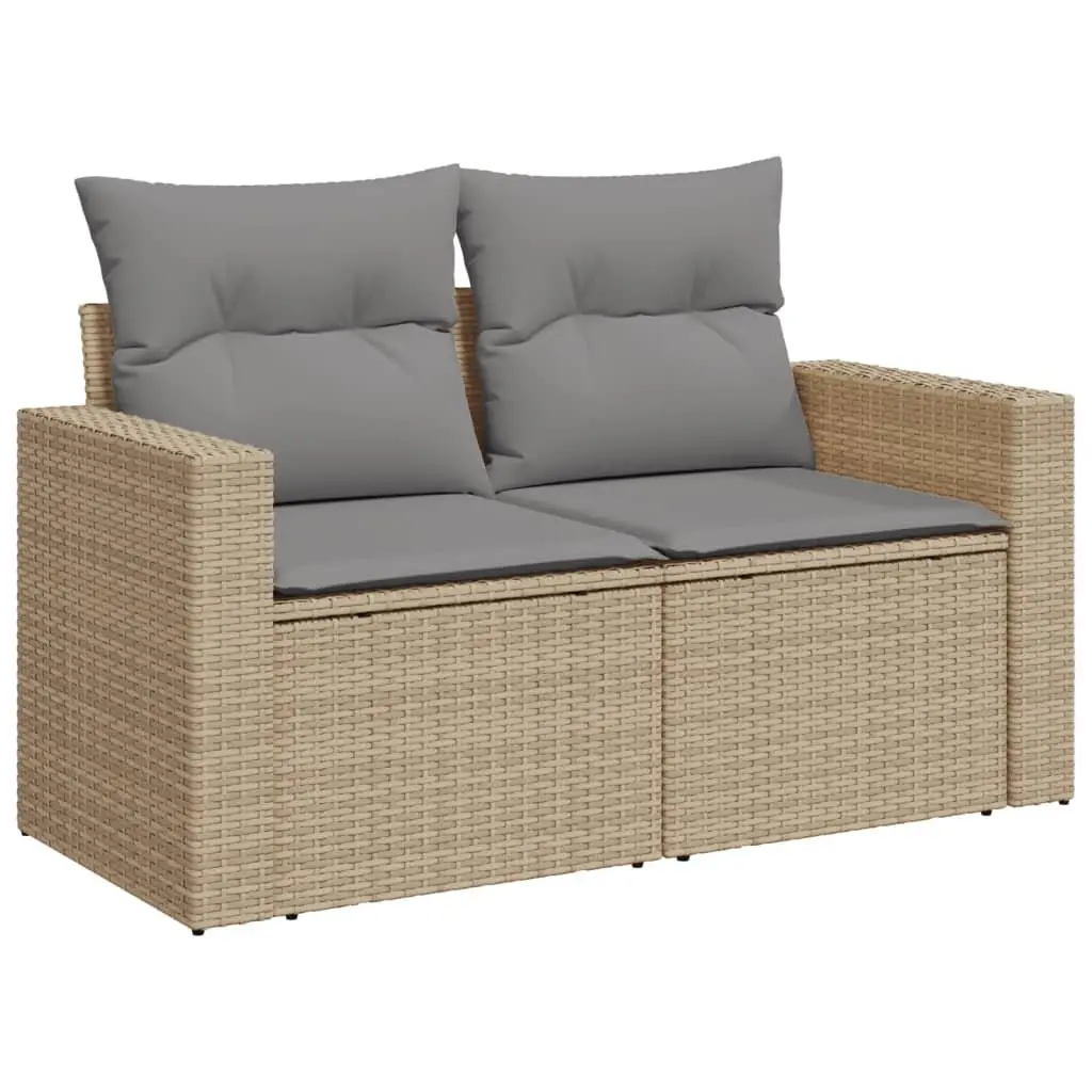Garden Sofa Set 6 Piece Modular Outdoor Furniture Beige Poly Rattan with Storage Function