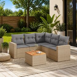 Beige 6-Piece Modular Outdoor Sofa for Your Patio
