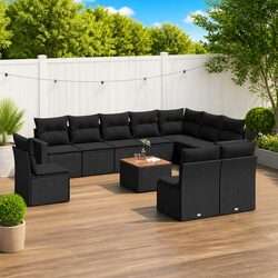 Elevate Your Outdoor Space with 11 Piece Sofa Set - Black