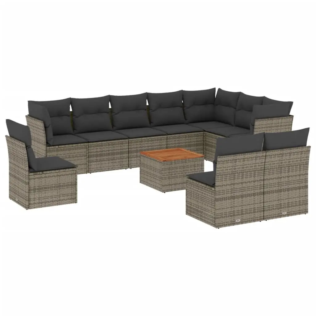 Garden Sofa Set 11 Piece Outdoor Furniture Patio Sectional with Storage Grey