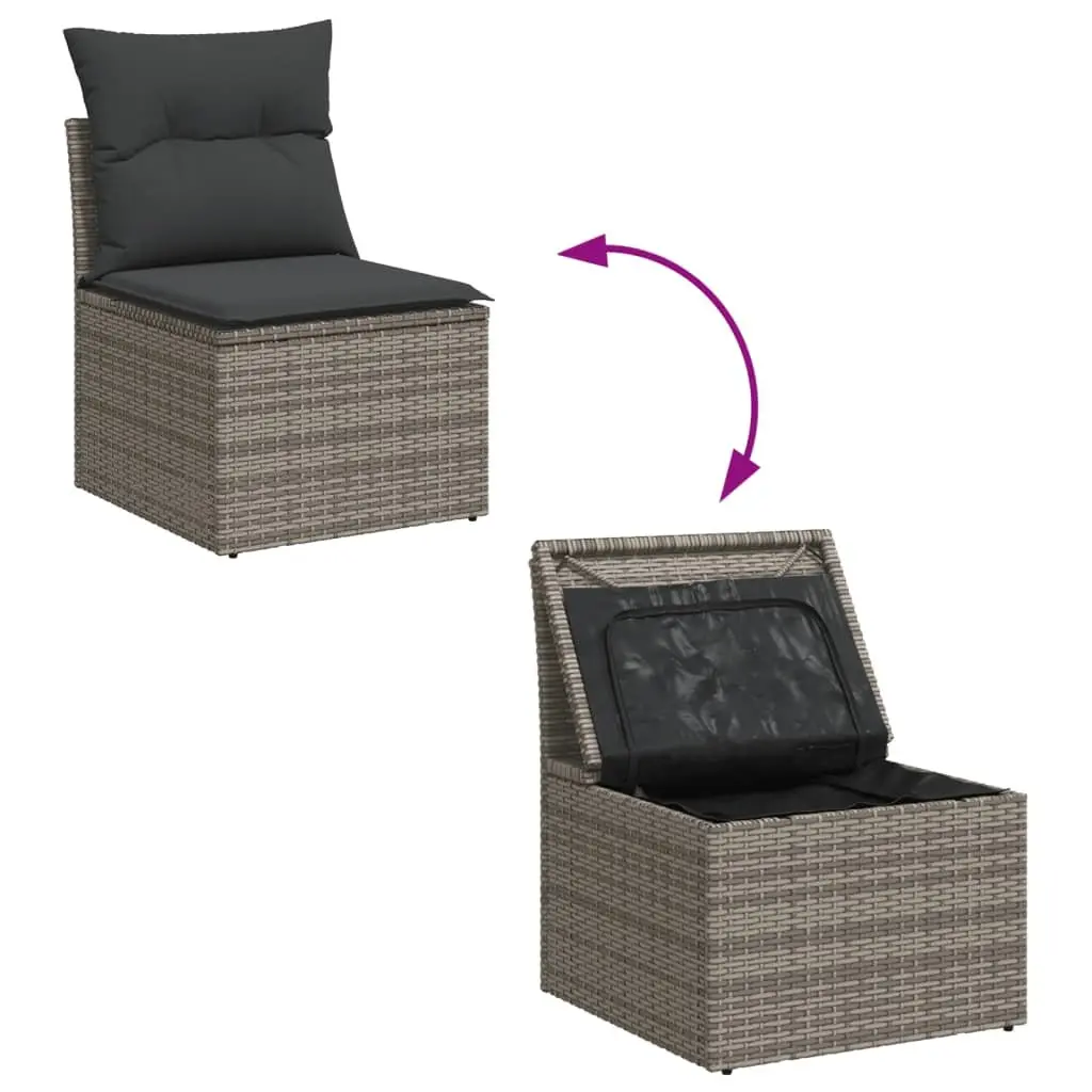 Garden Sofa Set 11 Piece Outdoor Furniture Patio Sectional with Storage Grey