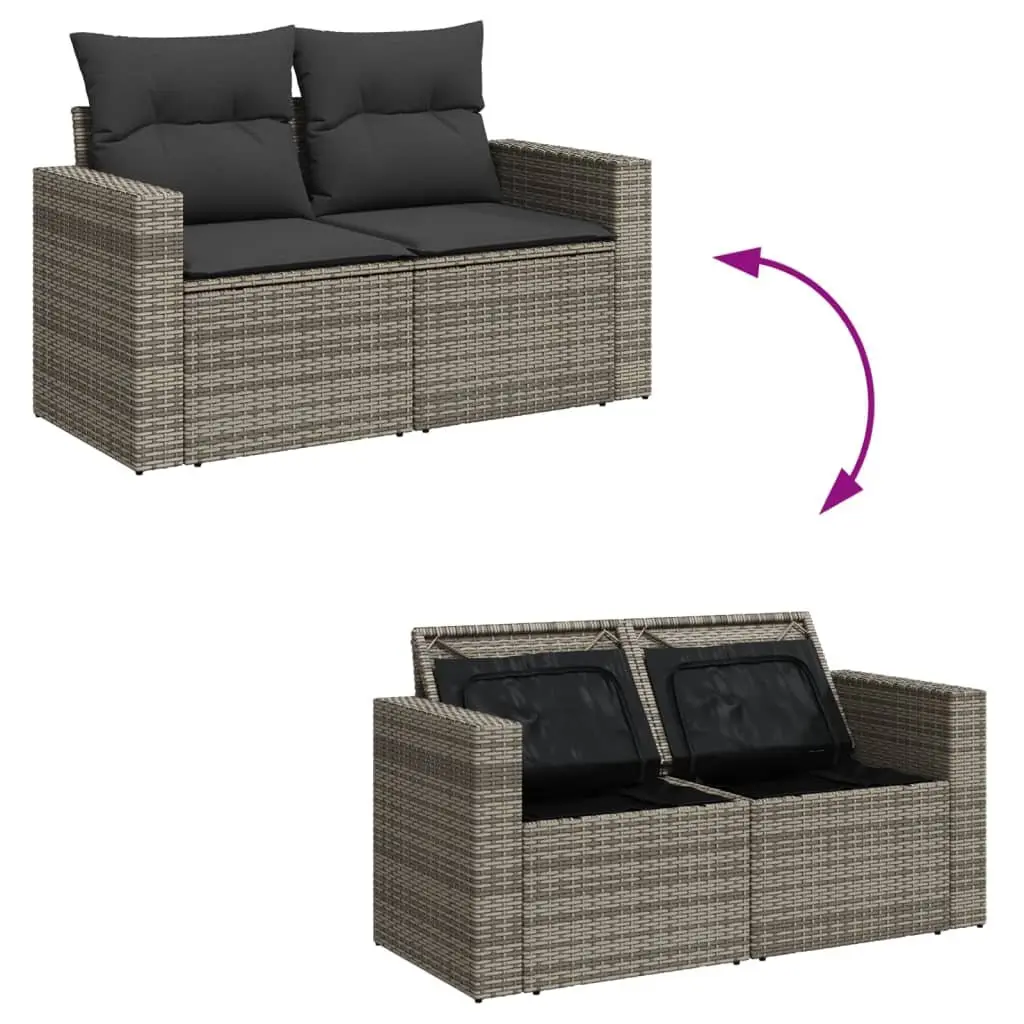 Garden Sofa Set 11 Piece Outdoor Furniture Patio Sectional with Storage Grey