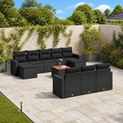 Chic Outdoor 11-Piece Black Patio Sofa Set