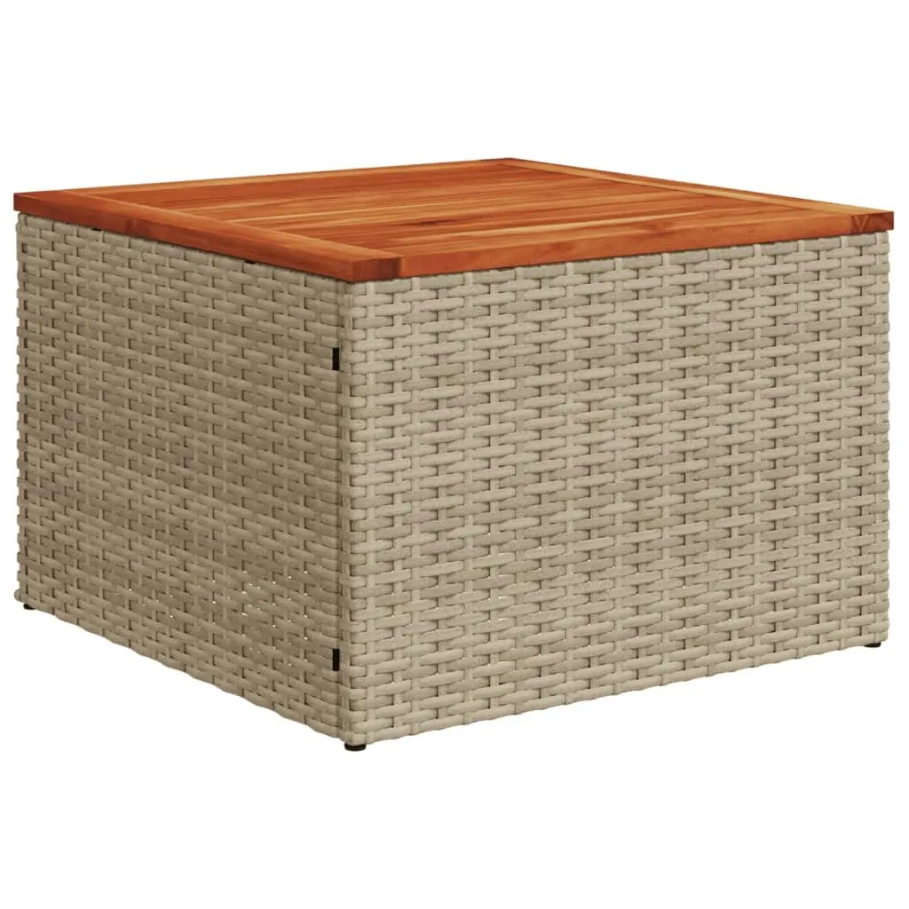 Garden Sofa Set 13 Piece Modular Outdoor Furniture Beige PE Rattan with Acacia Wood Table and Removable Washable Cushions