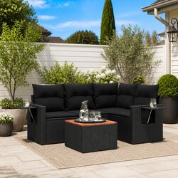 Enhance Your Outdoors with This 5 Piece Black Sofa Set
