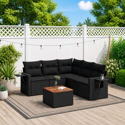 Stylish 6 Piece Outdoor Furniture Set in Black Rattan