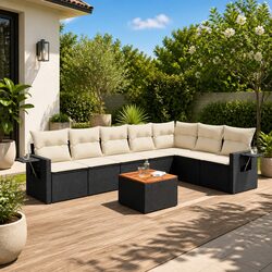Modular 8-Piece Outdoor Sofa Set with Cushions