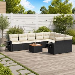 10 Piece Modular Garden Sofa Set with Cushions and Storage