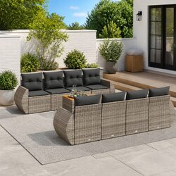 Outdoor 9-Piece Sectional Sofa Set Grey with Storage