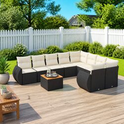 Stylish Black Poly Rattan Garden Sofa Set for Outdoor Spaces
