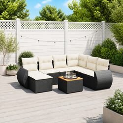 8-Piece Modular Outdoor Sofa Set with Cushions in Black