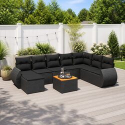 9 Piece Garden Sofa Set Outdoor Furniture Patio Sectional Cushions Black