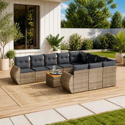 Outdoor 11 Piece Sofa Set in Grey for Relaxing Spaces