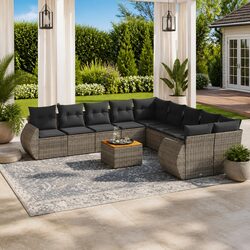 Stylish 11 Piece Grey Garden Sofa Set for Outdoor Relaxation