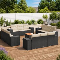 Chic Black Modular Sofa Set - 13 Pieces for Your Patio
