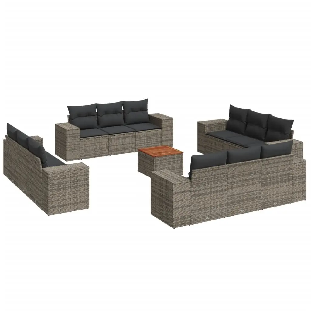 Garden Sofa Set 13 Piece Outdoor Furniture Grey Poly Rattan Modular Patio