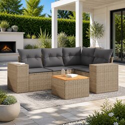 5 Piece Outdoor Sofa Set in Beige for Stylish Spaces