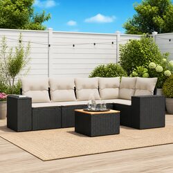 Black Modular Garden Sofa Set with Cushions for Outdoor Living