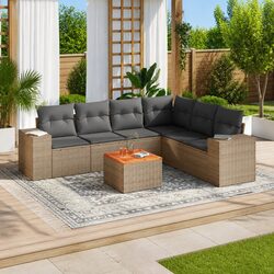Comfortable 7-Piece Outdoor Sofa Set in Beige