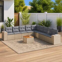 10 Piece Garden Sofa Set with Cushions for Outdoor Relaxation