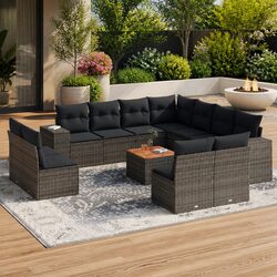 Stylish 12-Piece Modular Garden Sofa Set in Grey