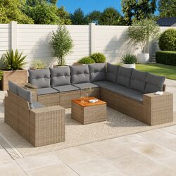 Enhance Your Patio with a 10-Piece Beige Outdoor Sofa Set