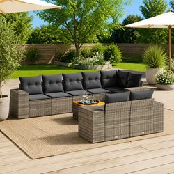 Garden Sofa Set 9 Piece Outdoor Furniture Patio Lounger Sectional Grey