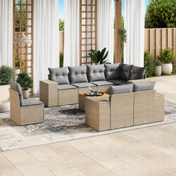 Transform Your Outdoors with a 9-Piece Beige Sofa Set