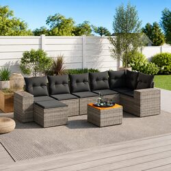 Enhance Your Patio with an 8-Piece Grey Sofa Set