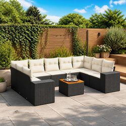 10-Piece Modular Patio Sofa Set in Black for Outdoor Living