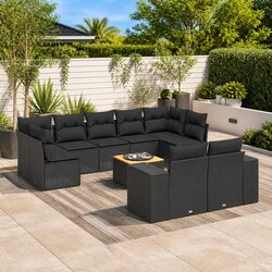 10 Piece Modular Black Outdoor Furniture Sofa Set