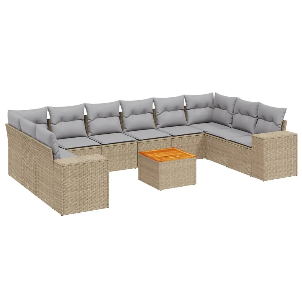 Modular Outdoor Garden Sofa Set 11 Piece Weather-Resistant PE Rattan with Cushions and Storage Compartments