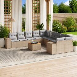 11 Piece Modular Garden Sofa Set in Beige for Your Patio