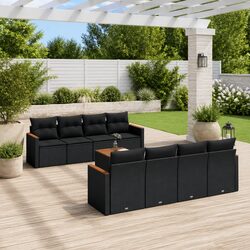 Versatile Outdoor 9-Piece Rattan Sofa Set in Black