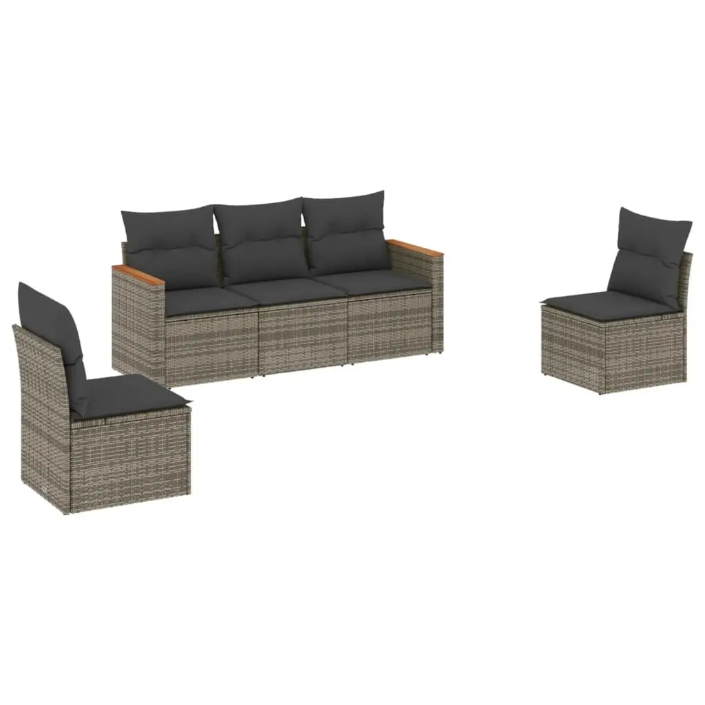 Garden Sofa Set 5 Piece Outdoor Furniture Patio Sectional Grey Rattan Modular