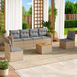 Beige 7 Piece Garden Sofa Set - Perfect for Relaxation