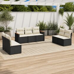 Elevate Your Patio with a 7-Piece Black Rattan Sofa Set