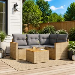 Beige 5 Piece Garden Sofa Set for Perfect Relaxation