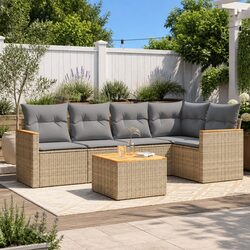 Outdoor 6 Piece Garden Sofa Set in Beige for Relaxation