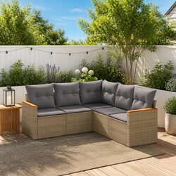 Beige Outdoor Patio Sofa Set - 5 Piece Comfort Design